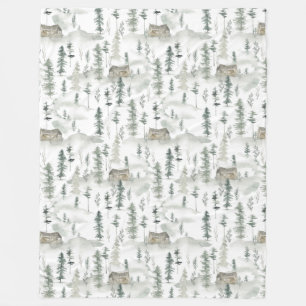 Couverture Polaire Cabine aquarelle dans le Motif Woods