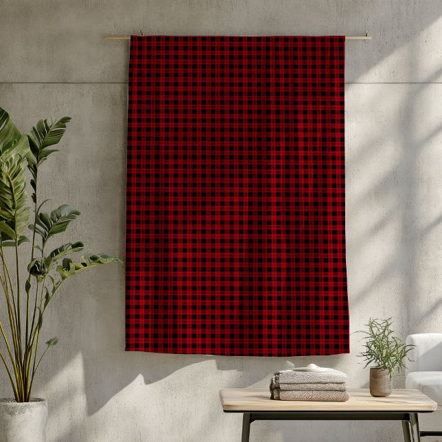 Couverture Polaire Cabine rustique Blanche rouge noir bison plaqué lo (Rustic Cabin Blanket Red Black Buffalo Plaid Look)