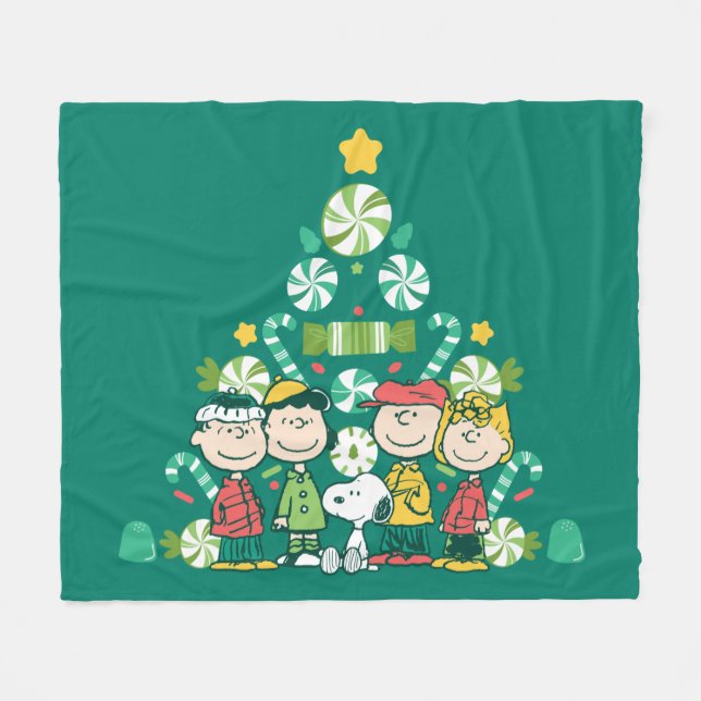 Couverture Polaire cacahuètes | Arbre de Noël de menthe poivrée (Devant (Horizontal))