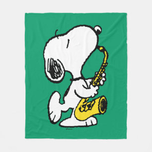 Couverture Polaire cacahuètes Lecteur Snoopy Saxophone
