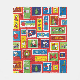 Couverture Polaire cacahuètes Motif des timbres de Noël