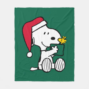 Couverture Polaire cacahuètes Snoopy Père Noël & Woodstock Cadeau