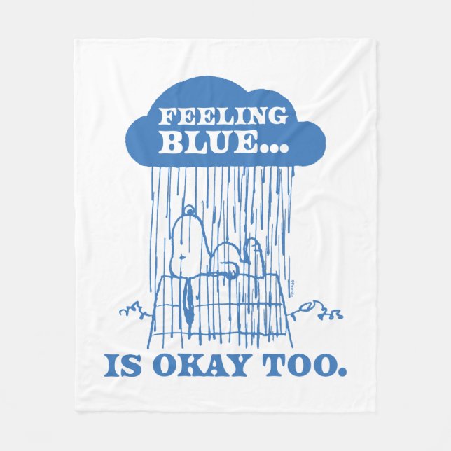 Couverture Polaire cacahuètes | Snoopy Sentiment Bleu Est OK Aussi (Devant)