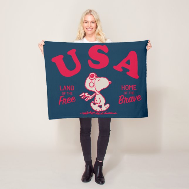 Couverture Polaire cacahuètes | Snoopy USA Land of the Free (En situation)