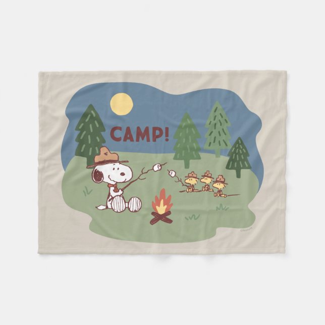 Couverture Polaire cacahuètes | Snoopy & Woodstock au feu de camp (Devant (Horizontal))
