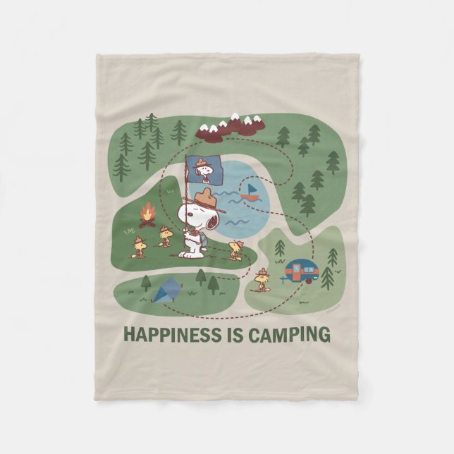Couverture Polaire cacahuètes | Snoopy & Woodstock Carte du camp (Devant)