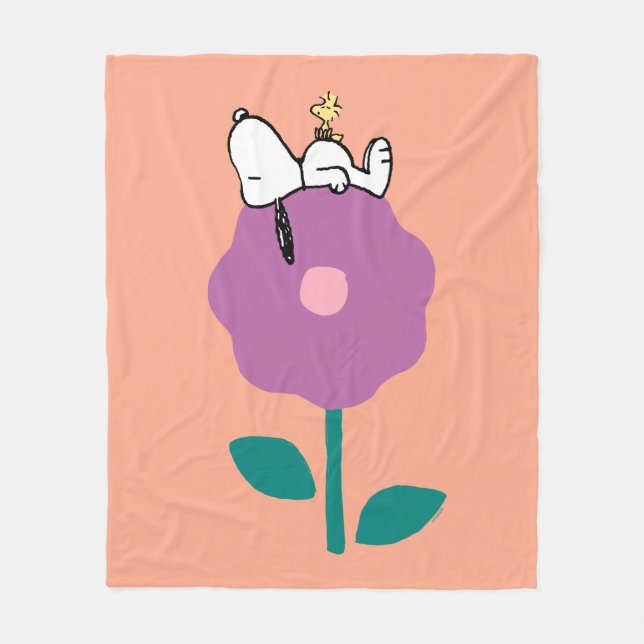 Couverture Polaire cacahuètes | Snoopy & Woodstock Flower Whististle (Devant)
