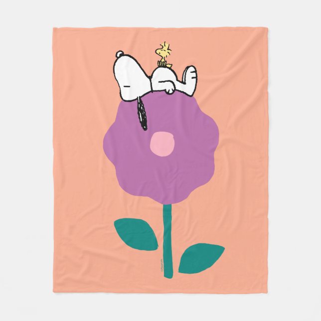 Couverture Polaire cacahuètes | Snoopy & Woodstock Flower Whististle (Devant)