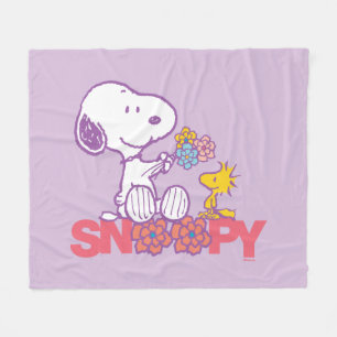 Couverture Polaire cacahuètes   Snoopy & Woodstock Flowers