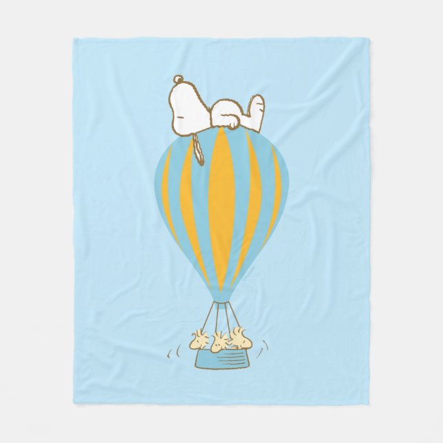 Couverture Polaire cacahuètes | Snoopy & Woodstock Hot Air Balloon (Devant)