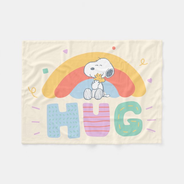 Couverture Polaire cacahuètes | Snoopy & Woodstock Hug (Devant (Horizontal))
