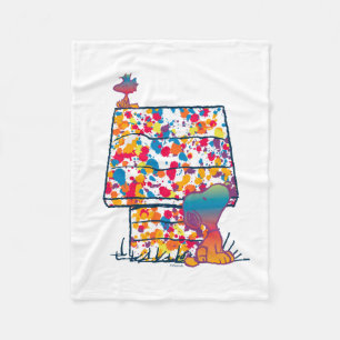 Couverture Polaire cacahuètes   Snoopy & Woodstock Rainbow Paint