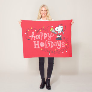 Couverture Polaire cacahuètes Snoopy & Woodstock Santa Claus