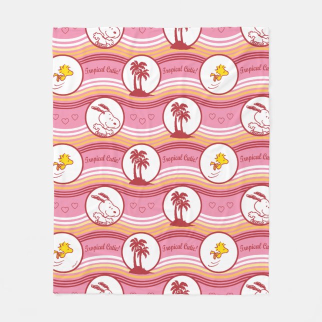 Couverture Polaire cacahuètes | Snoopy & Woodstock Tropical Cutie (Devant)