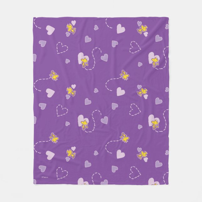 Couverture Polaire cacahuètes | Woodstock Motif de coeur pourpre (Devant)