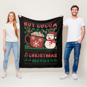 Couverture Polaire cacao chaud films de Noël bonhomme de neige