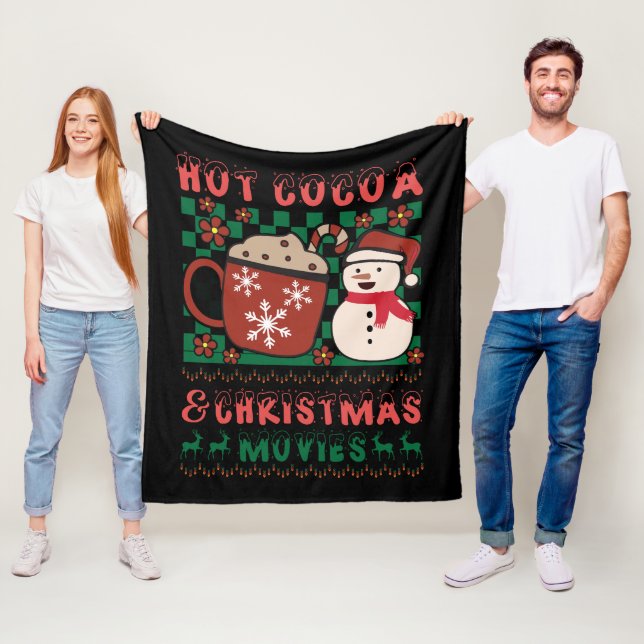 Couverture Polaire cacao chaud films de Noël bonhomme de neige (En situation)