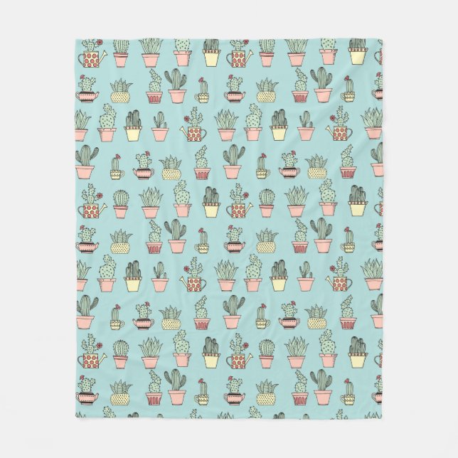 Couverture Polaire Cactus Couleur Cute À La Main Dessinée Motif (Devant)