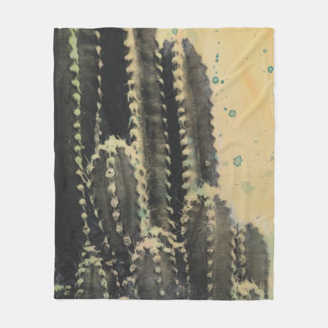 Couverture Polaire Cactus vert sur Arrière - plan jaune (Devant)