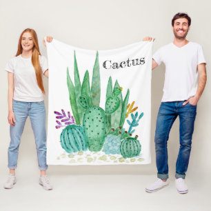 Couverture Polaire Cactus watercolor cacti flowers floral desert illu