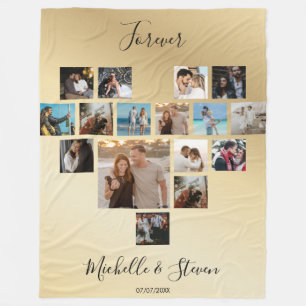 Couverture Polaire Cadeau Couples Saint Valentin Coeur Photo Collage