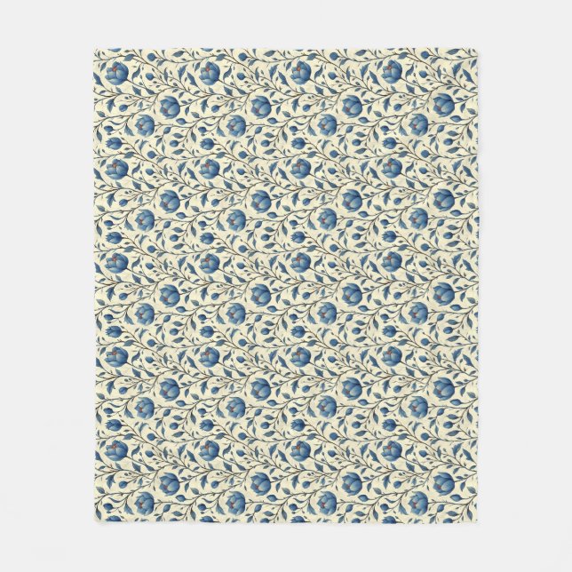 Couverture Polaire Cadeau d'anniversaire | Fleur et feuille bleues in (Devant)