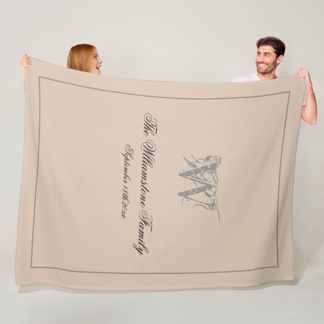 Couverture Polaire Cadeau de Mariage Champêtre Famille Nom de Famille (En situation)