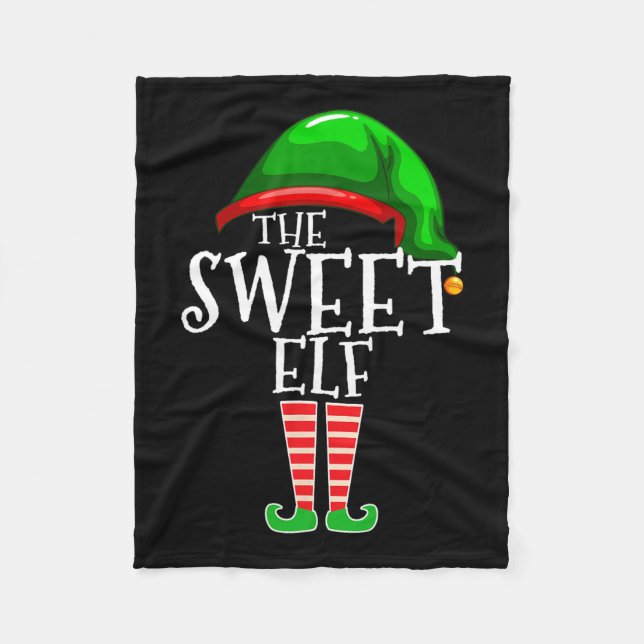 Couverture Polaire cadeau de Noël de la famille elfe sucré (Devant)