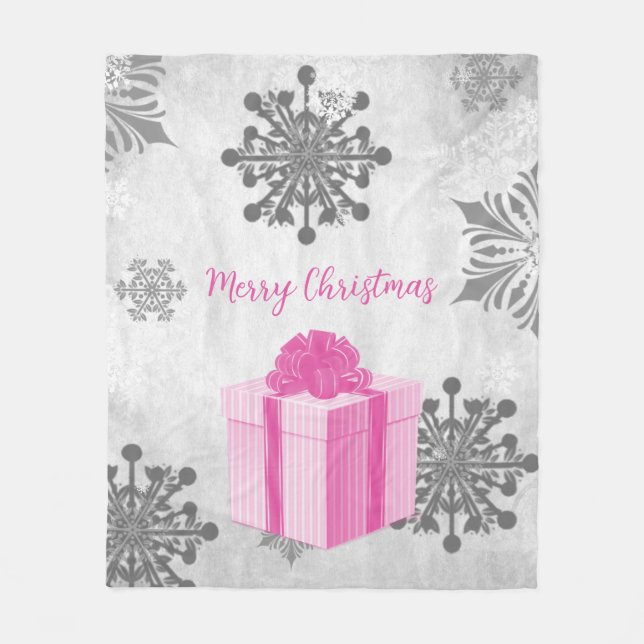 Couverture Polaire Cadeau de Noël rose Vacances Blanche polaire (Devant)