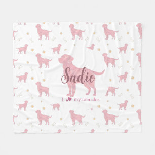 Couverture Polaire Cadeau de plaid Labrador retriever rose pastel per