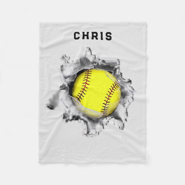 Couverture Polaire Cadeau de softball personnalisé (Devant)