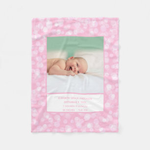 Couverture Polaire Cadeau de Statistiques de Naissance Photo Rose Bla