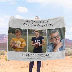 Couverture Polaire Cadeau de sympathie mémorial personnalisé avec 3 p