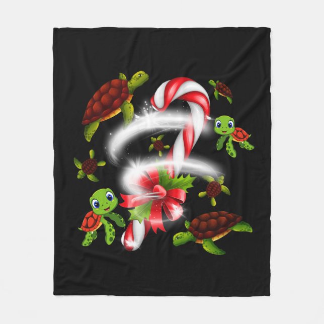 Couverture Polaire Cadeau de tortue | Turtle Candy Sweet Christmas (Devant)