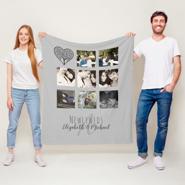 Couverture Polaire Cadeau Mariage aux jeunes mariés Monogramme Photo  (En situation)