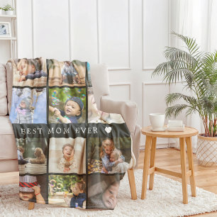 Couverture Polaire Cadeau Meilleure Maman Collage Photo Fête des Mère