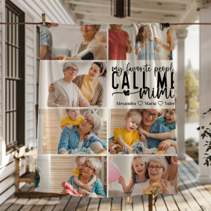 Couverture Polaire Cadeau Mimi personnalisé avec 7 photos