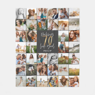 Couverture Polaire Cadeau moderne 70e anniversaire multi-photo script