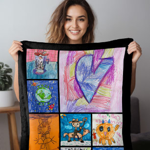 Couverture Polaire Cadeau personnalisé de 8 photos d'art pour enfants