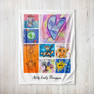Couverture Polaire Cadeau personnalisé de 8 photos d'art pour enfants