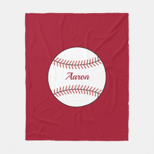 Couverture Polaire Cadeau personnalisé de plaid rouge baseball
