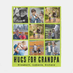 Couverture Polaire Cadeau personnalisé Grand-Père 9 Collage de photos