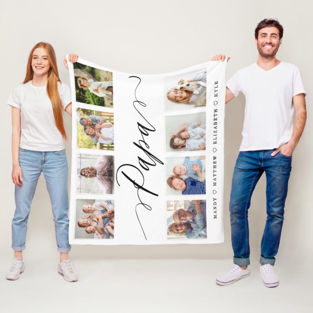 Couverture Polaire Cadeau pour Papa| Collage photo de petits-enfants (En situation)