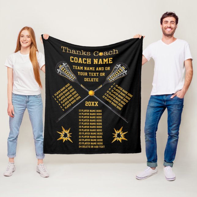 Couverture Polaire Cadeaux de crosse de Black, Gold Best Lacrosse, n' (En situation)