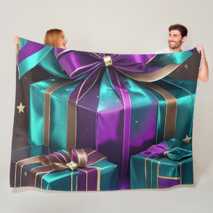Couverture Polaire Cadeaux Enveloppés Turquoise Violet