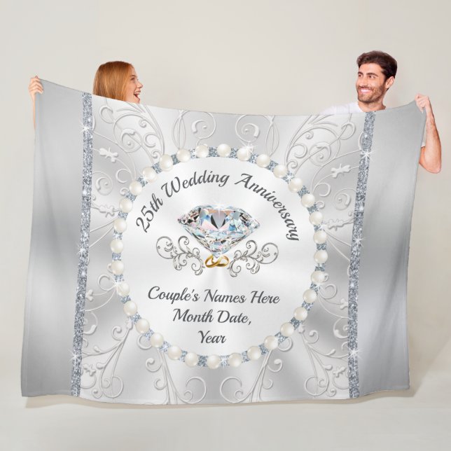 Couverture Polaire Cadeaux personnalisés pour deux ans d'argent (En situation)