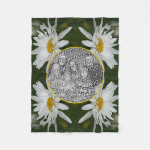 Couverture Polaire Cadre Fleur Blancs Ajouter Votre Propre Photo