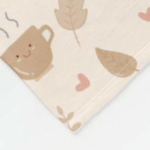 Couverture Polaire Café Cute Kawaii et Motif d'automne Feuille
