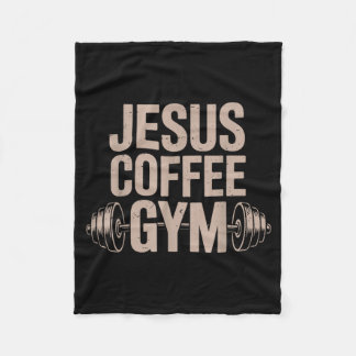 Couverture Polaire Café Jésus Gym Drôle Chrétien Entraînement Haltère