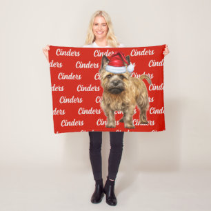 Couverture Polaire Cairn Terrier Chien avec nom Motif Noël